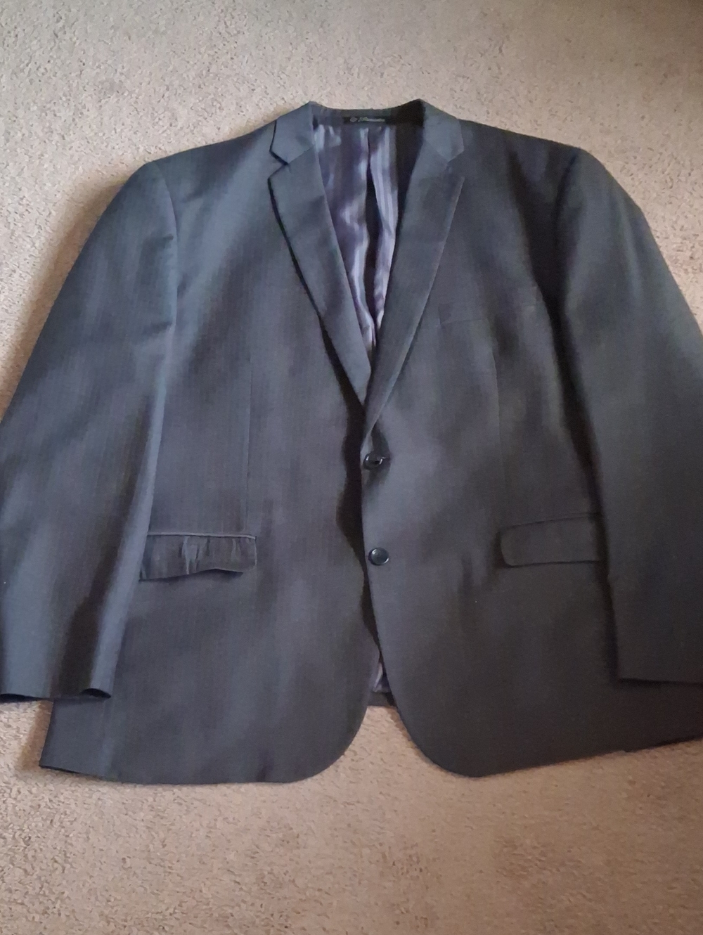 Demantie Men's Charcoal Gray Stripped Two-Button Suit Jacket